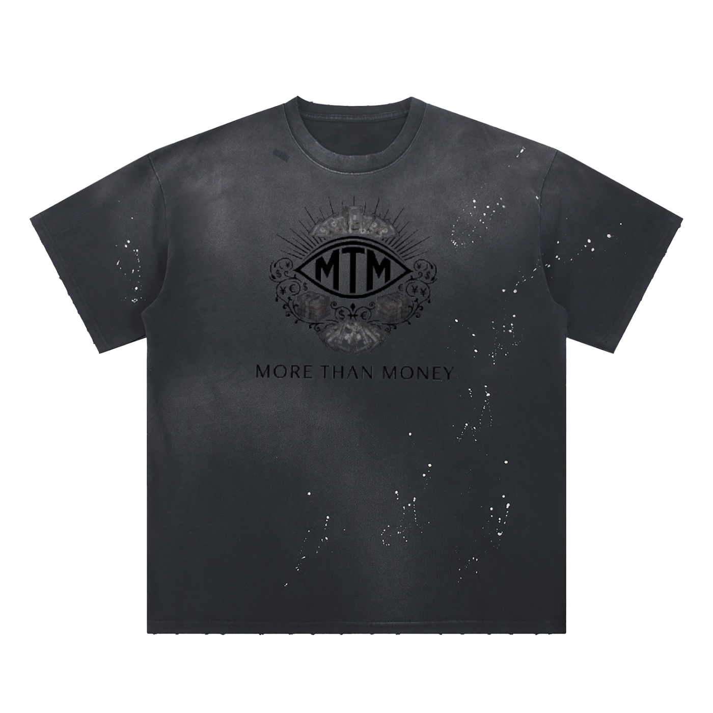 MTM Hand-Frayed Sunfade Paint Splatter T-Shirt